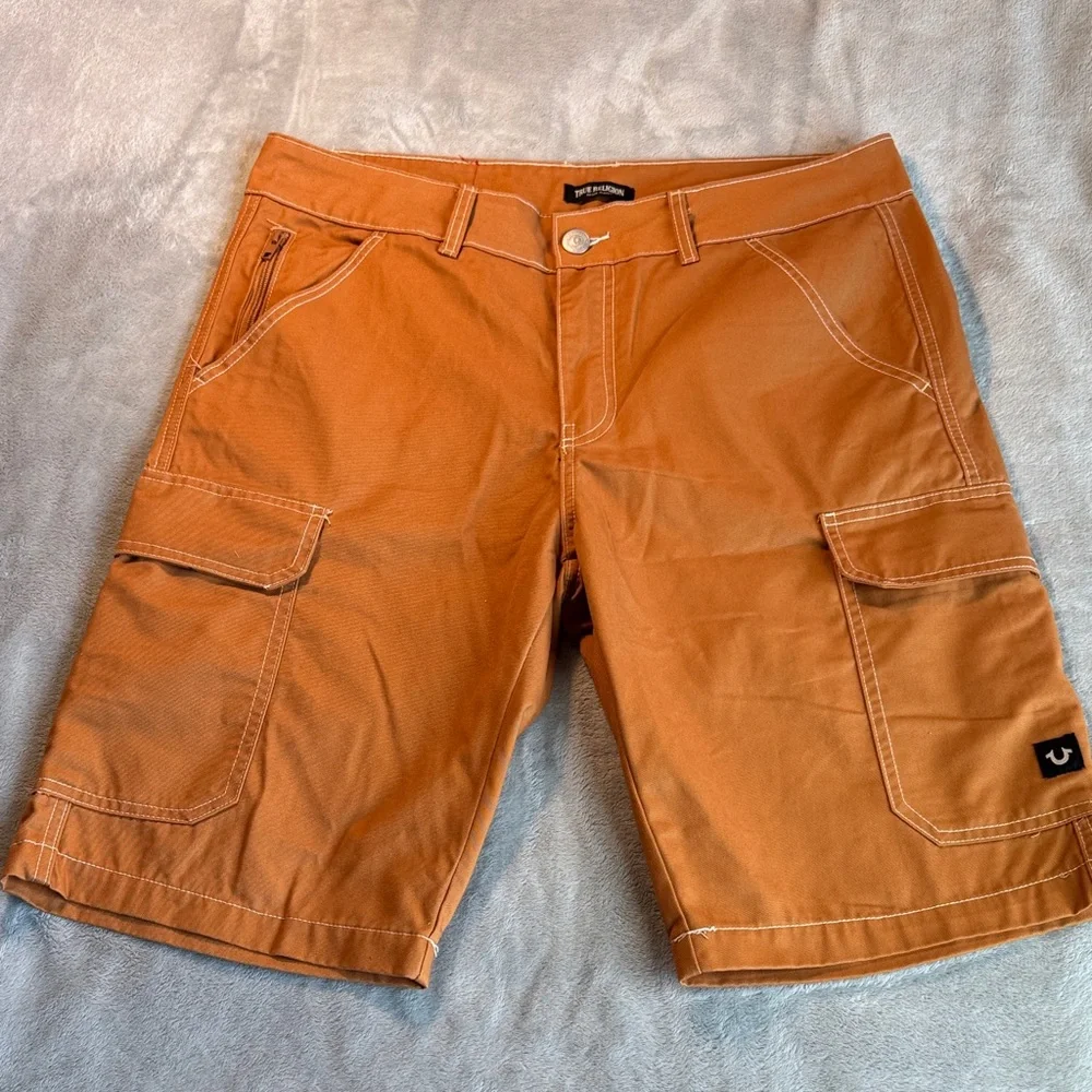 True Religion Cargo Short Dk Khaki Orange Size 33
